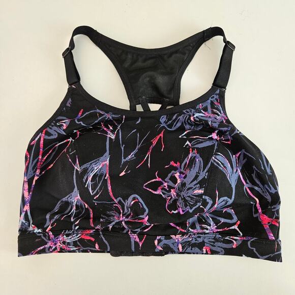 LIVI Pullover Sports Bra 38DDD Black Grey Pink‎ Strappy Back - Picture 1 of 6